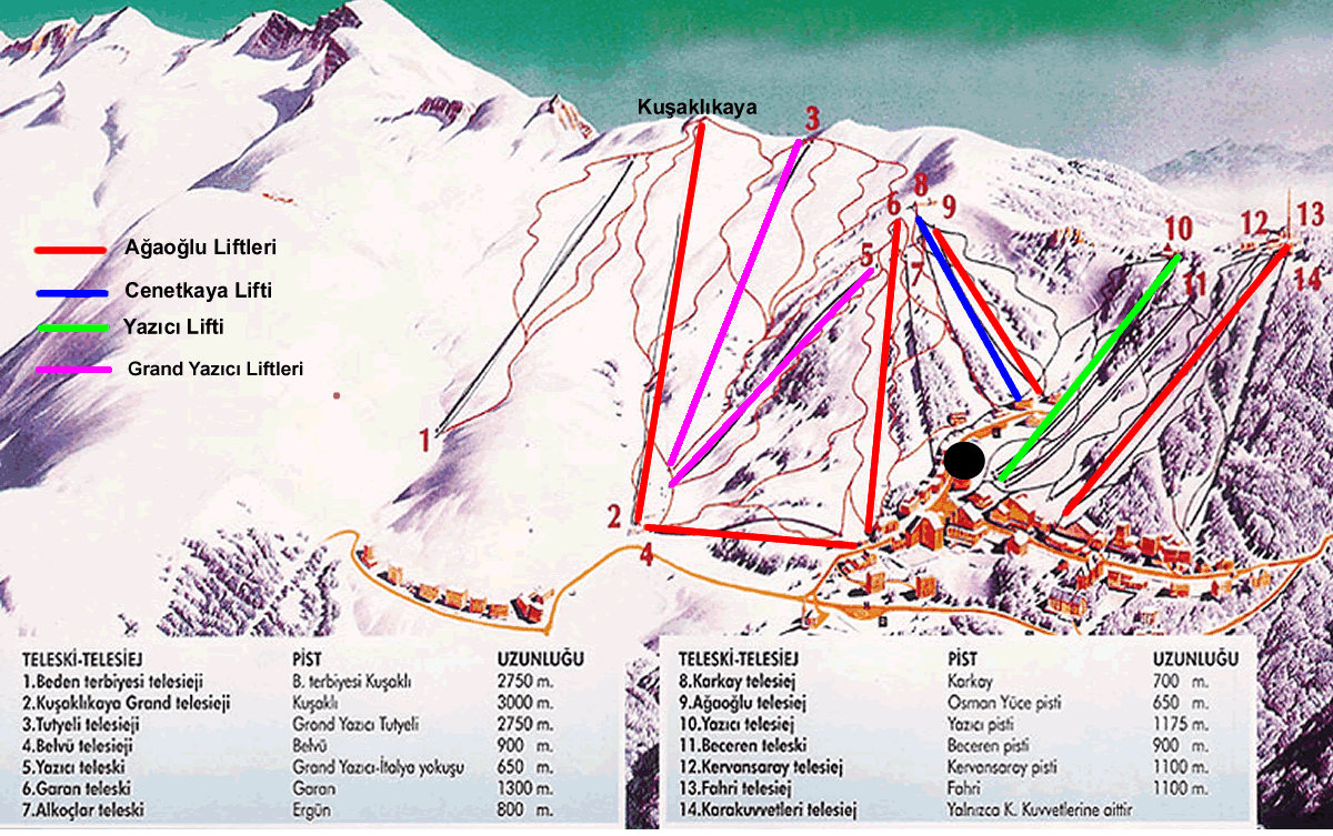 Uludag Kayak Merkezi Pist Haritası 1. Bölge